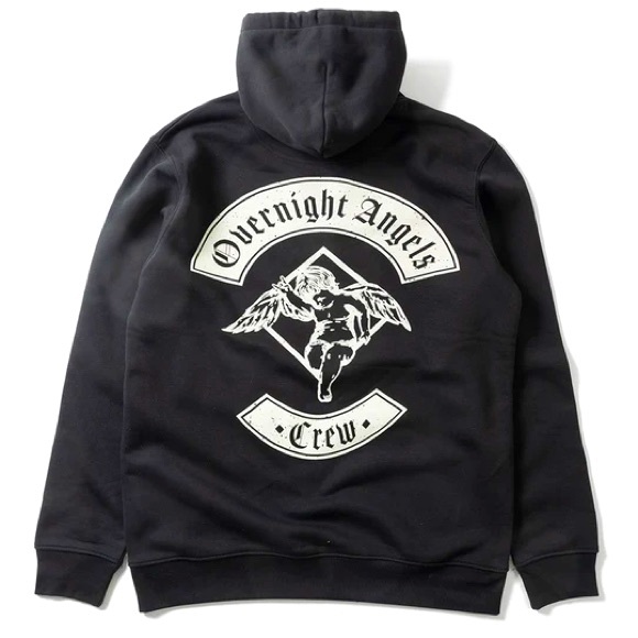 Overnight Angels Crew black & white hoodie